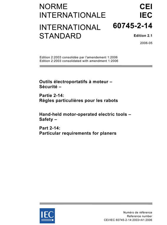 Cover IEC 60745-2-14:2003+AMD1:2006 CSV (Consolidated Version)
